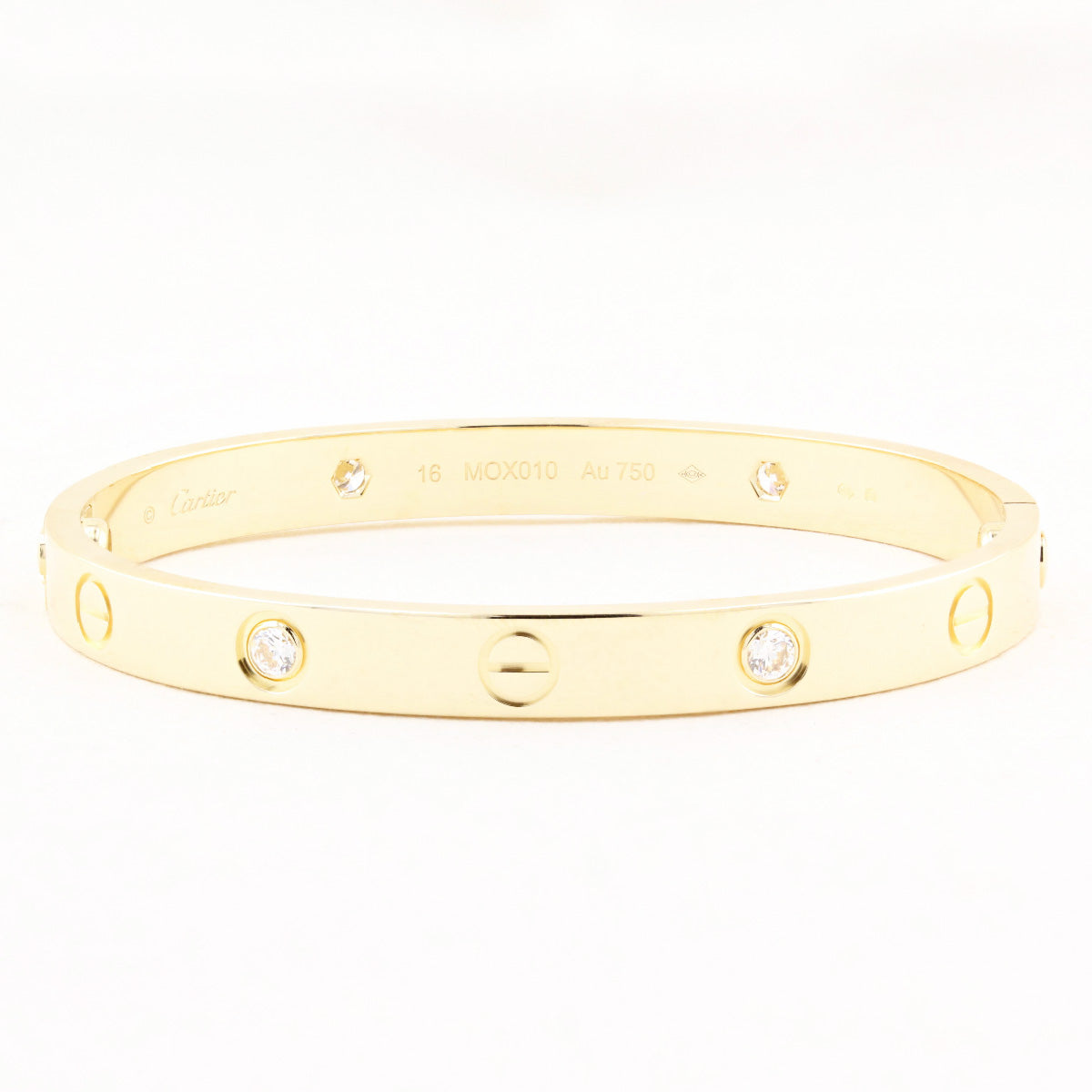 Cartier Yellow Gold Diamond Love Bracelet - Size 16