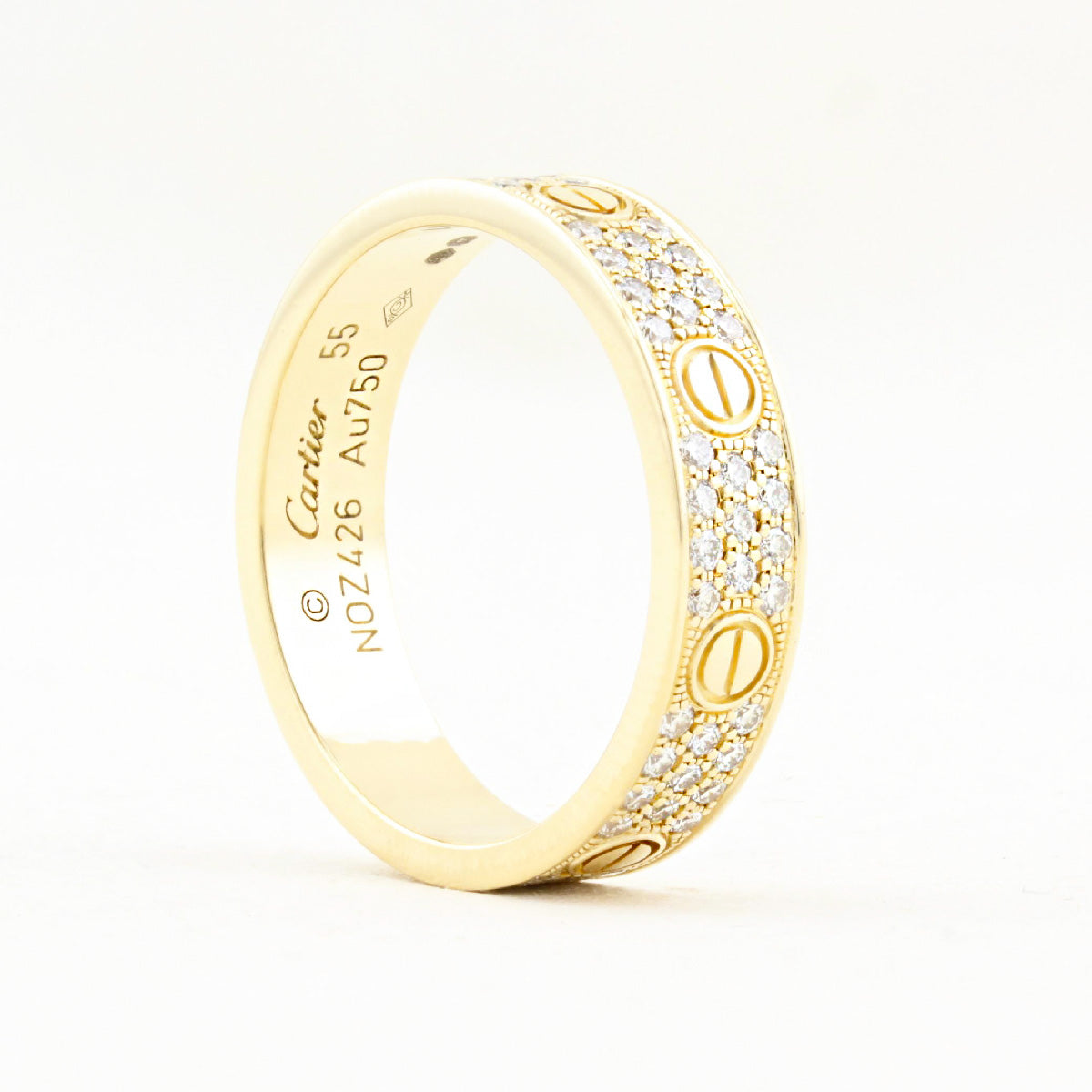 Cartier Diamond Paved Love Ring - Size 55