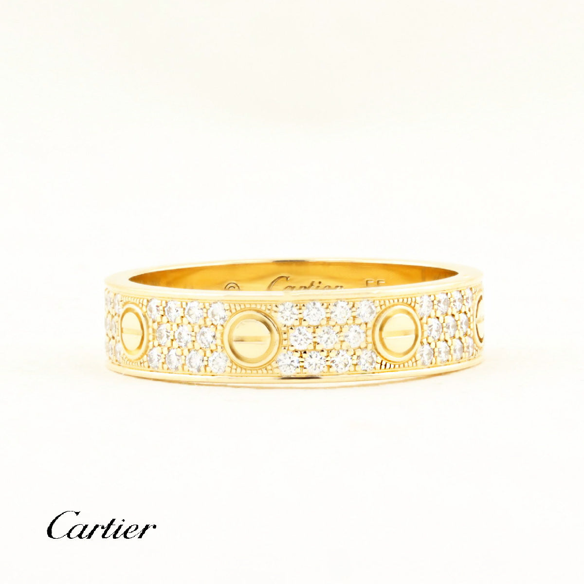 Cartier Diamond Paved Love Ring - Size 55