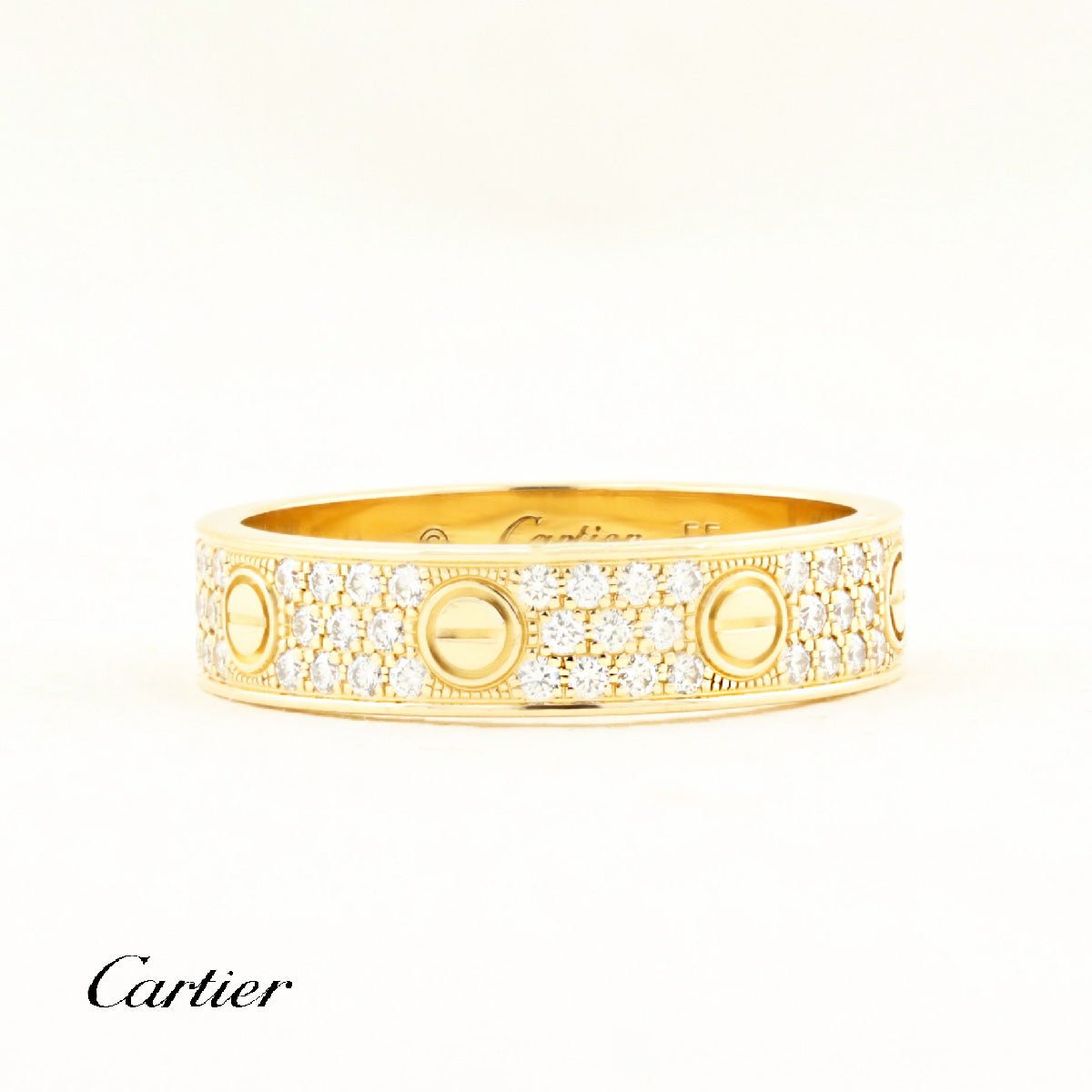 Cartier Diamond Paved Love Ring - Size 55