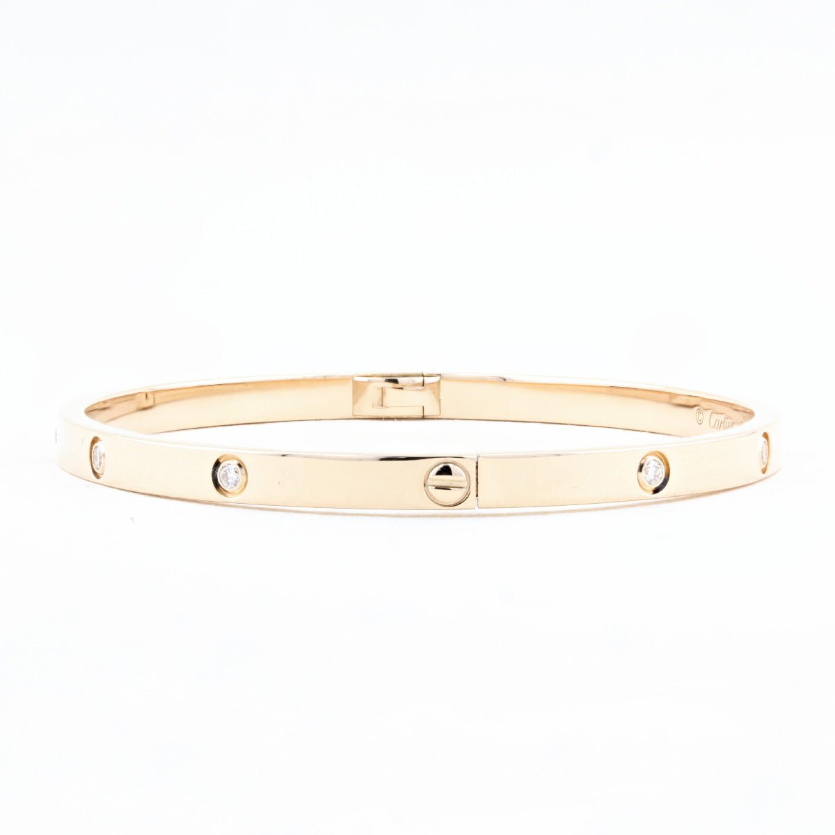 Cartier SM Rose Gold Diamond Love Bracelet - Size 17