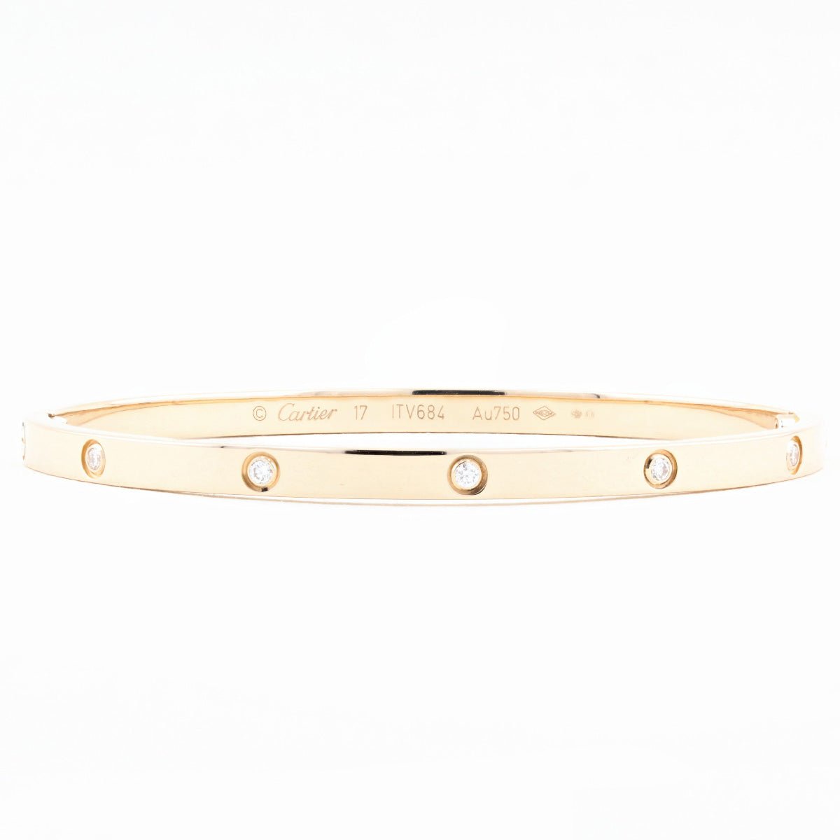 Cartier SM Rose Gold Diamond Love Bracelet - Size 17