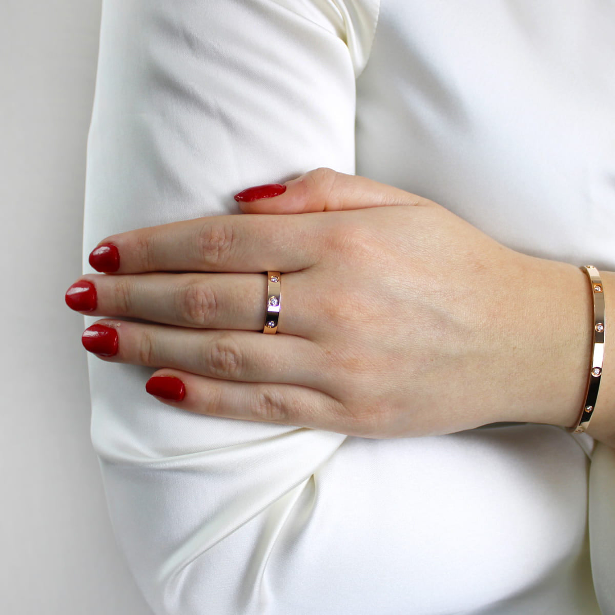 Cartier Rose Gold Diamond Love Ring - Size 54