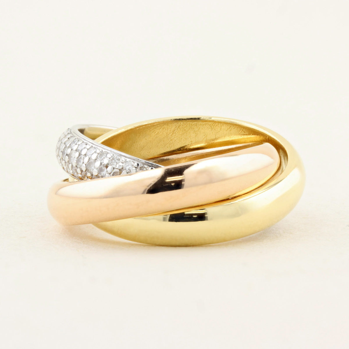 Cartier 18ct Gold Semi-Paved Trinity Ring - Size 49
