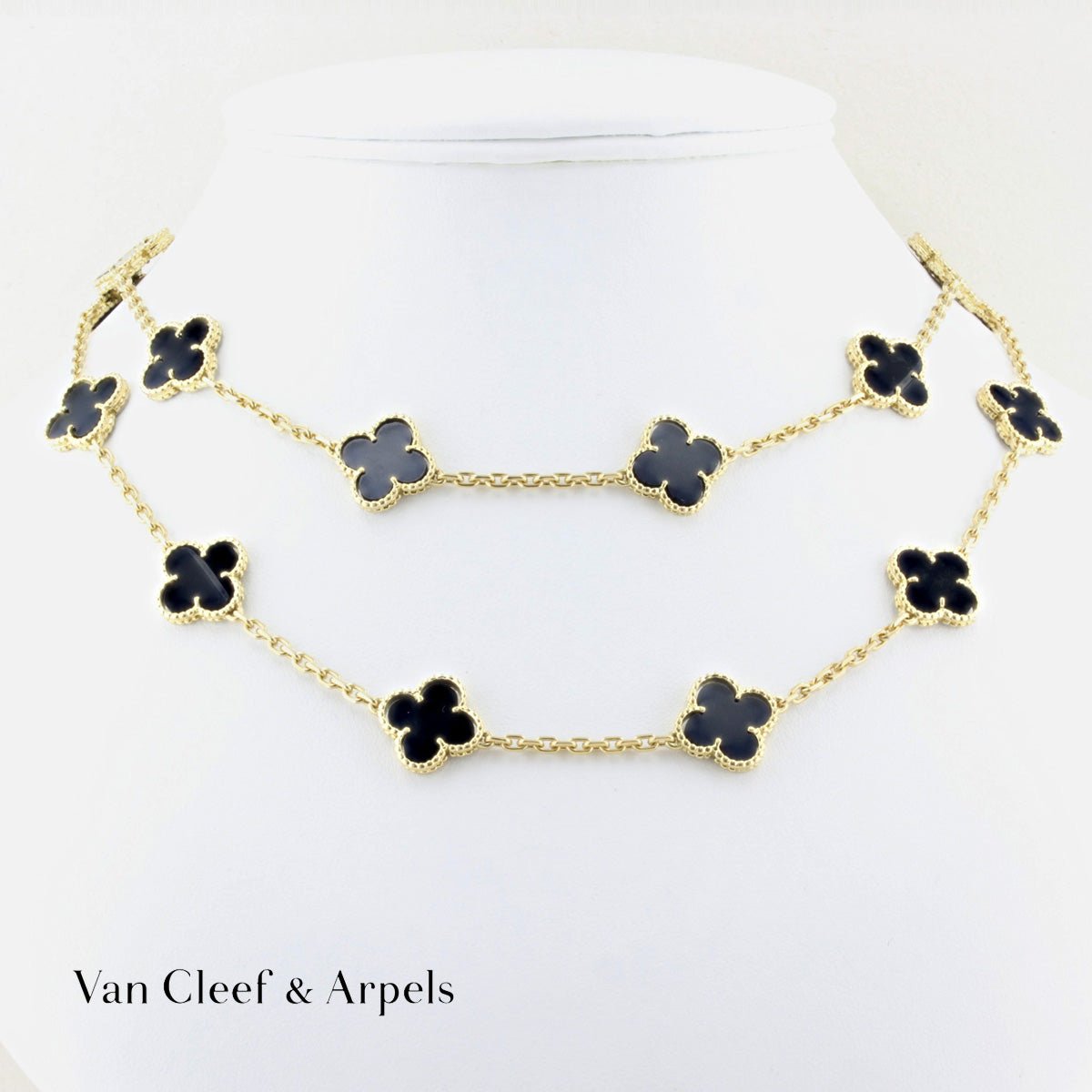 Van Cleef & Arpels Onyx 20 Motif Alhambra Necklace