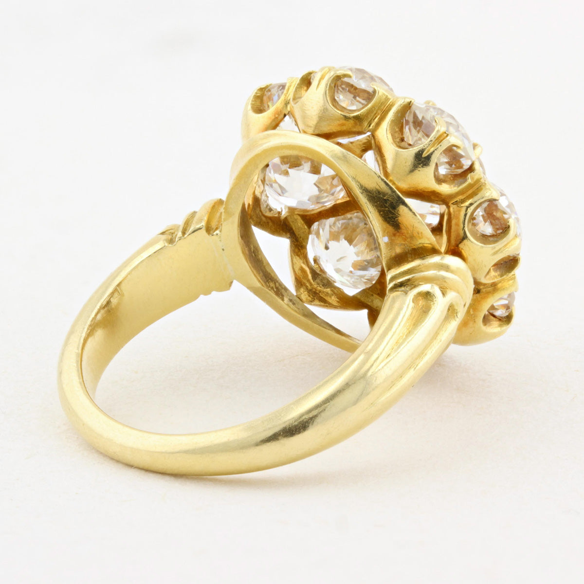 Vintage 6.50ct Old European Cut Diamond Coronet Cluster Ring