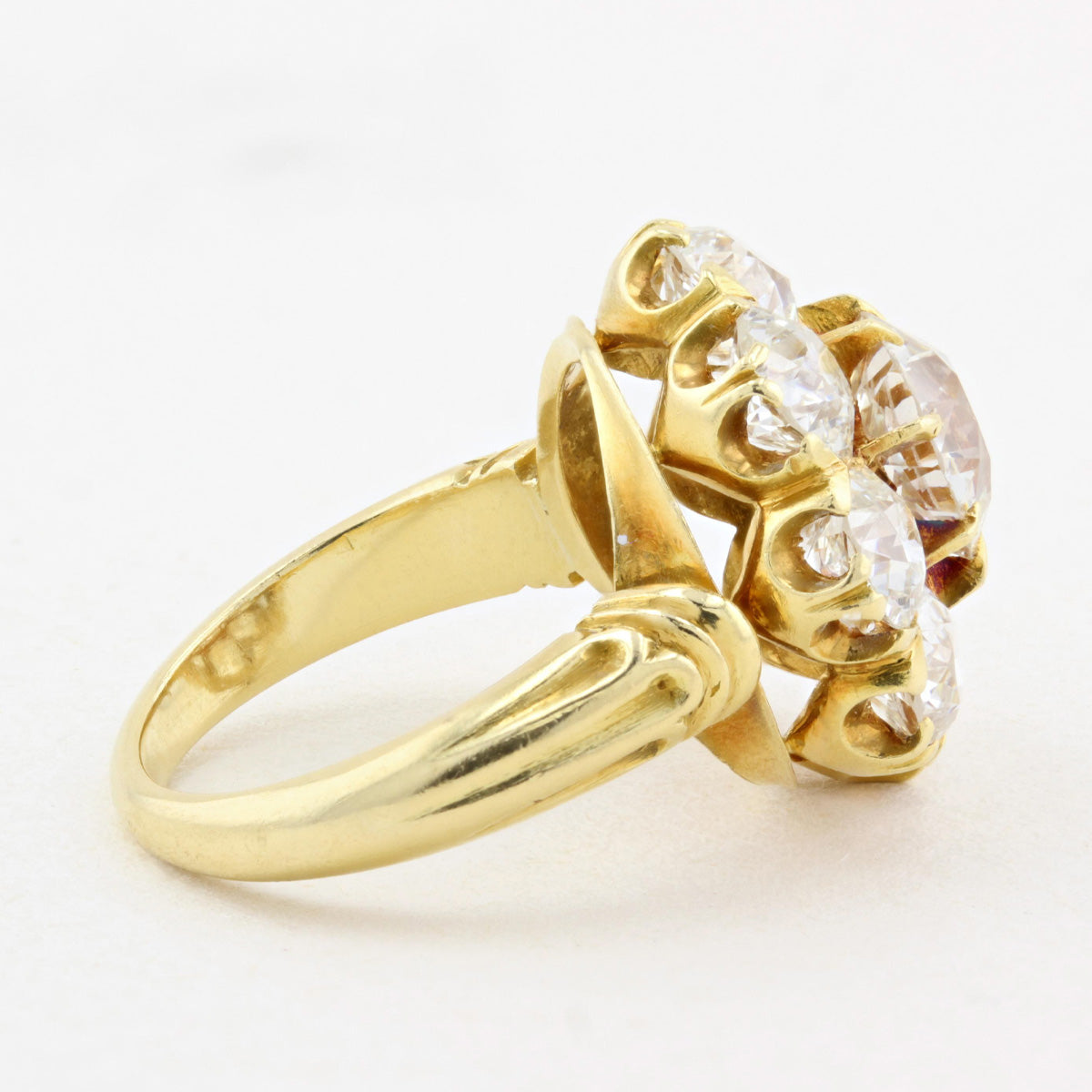 Vintage 6.50ct Old European Cut Diamond Coronet Cluster Ring