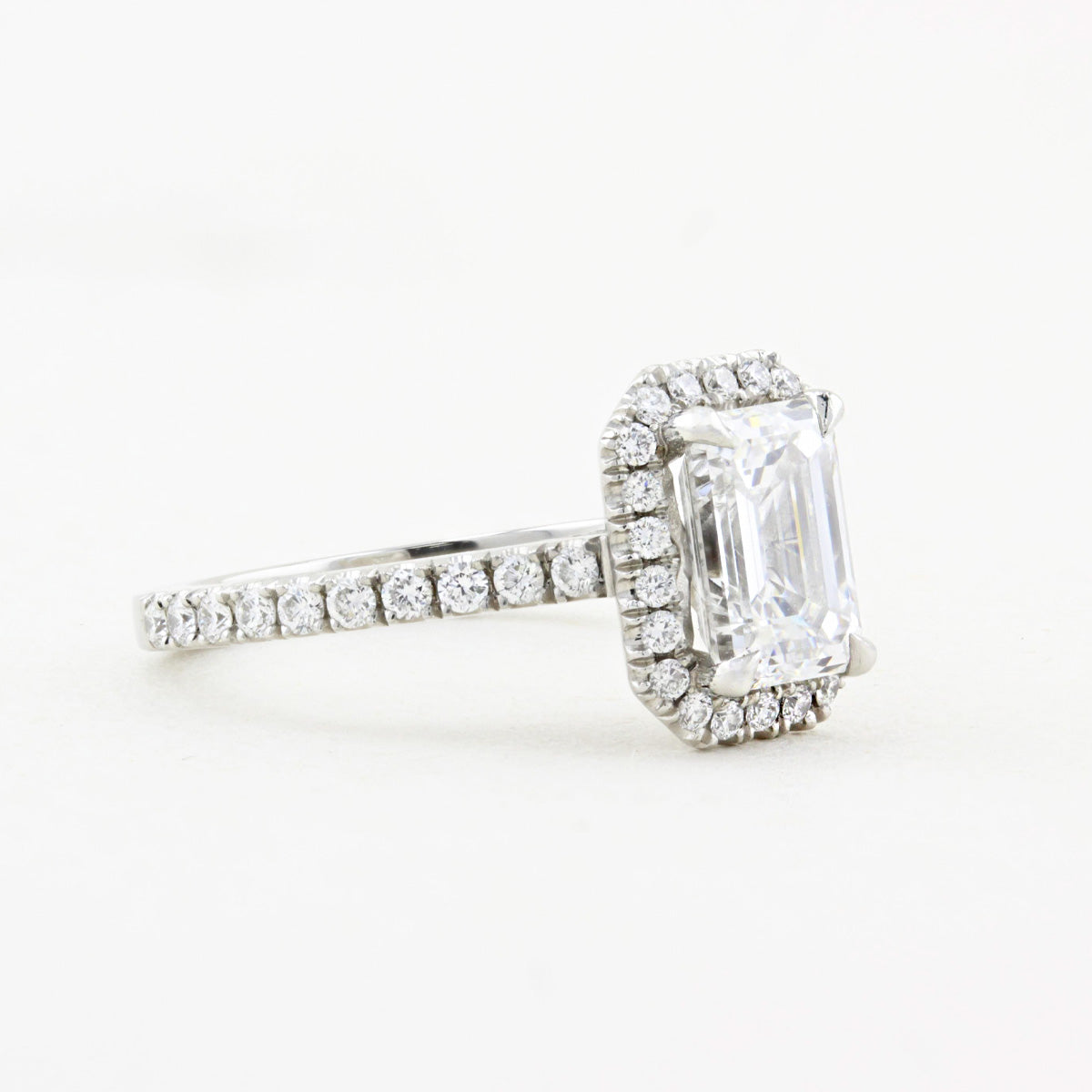 1.51ct Emerald Cut Diamond Cluster Ring