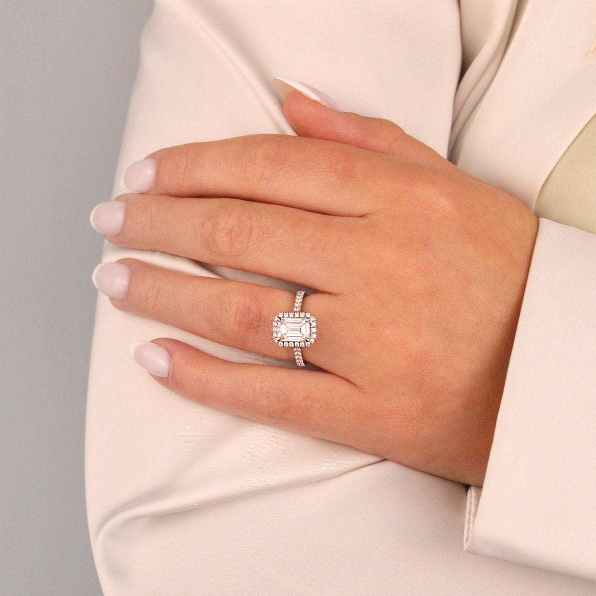 1.51ct Emerald Cut Diamond Cluster Ring
