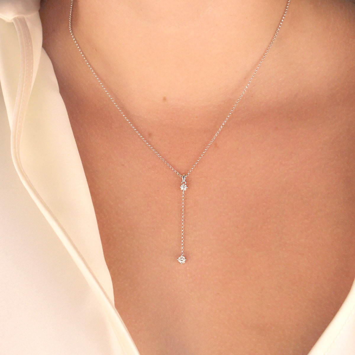 David Morris Diamond Drop Pendant Necklace