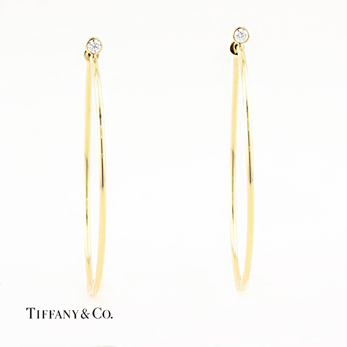 Tiffany Elsa Peretti Yellow Gold Diamond Hoop Earrings