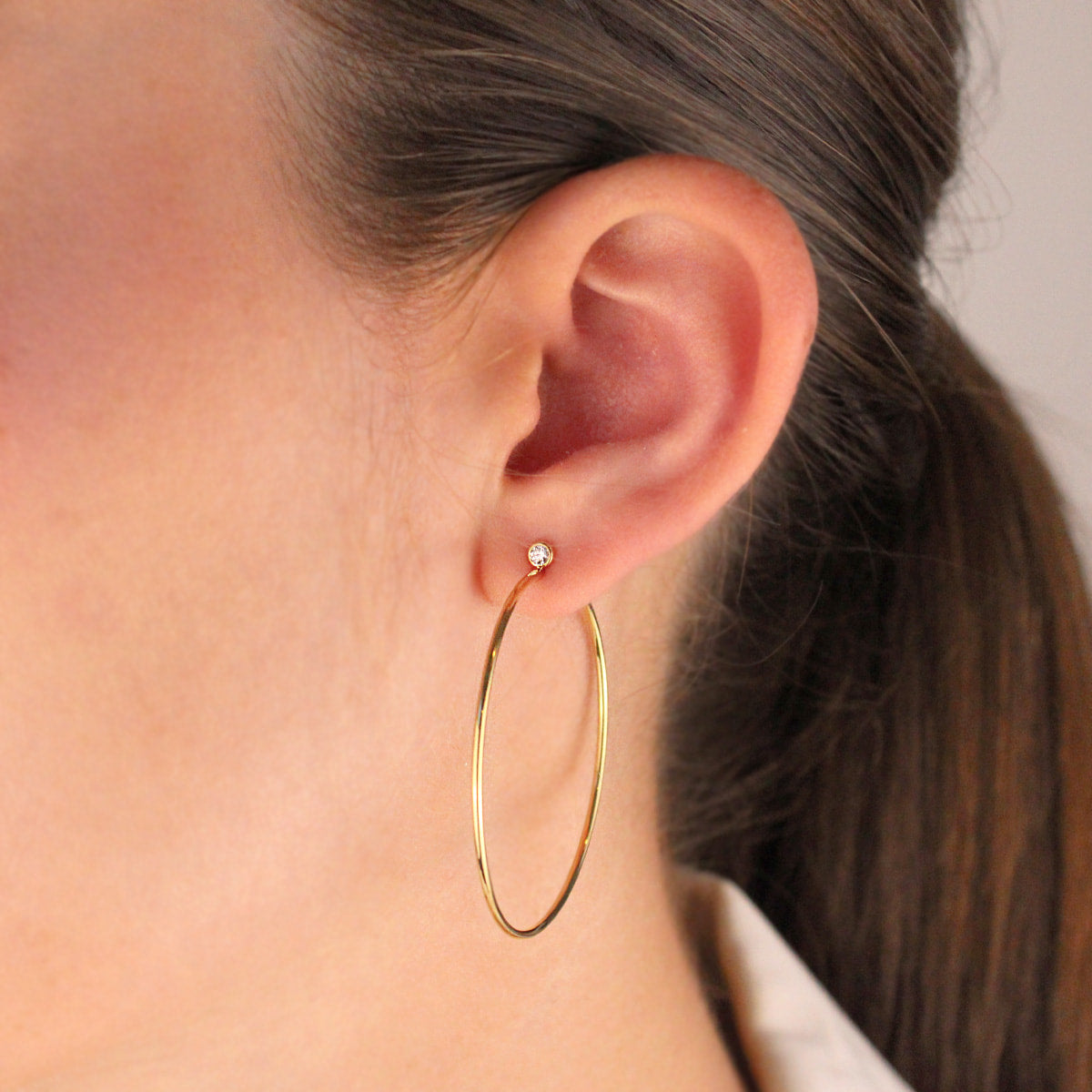 Tiffany Elsa Peretti Yellow Gold Diamond Hoop Earrings