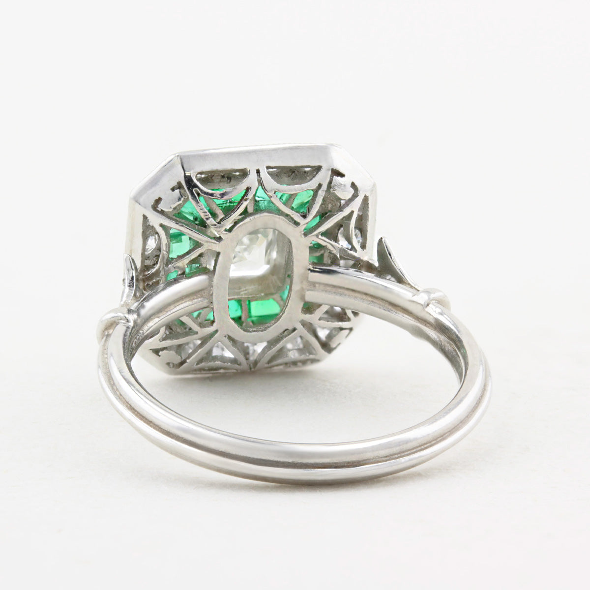 Art Deco Style Diamond and Emerald Target Ring