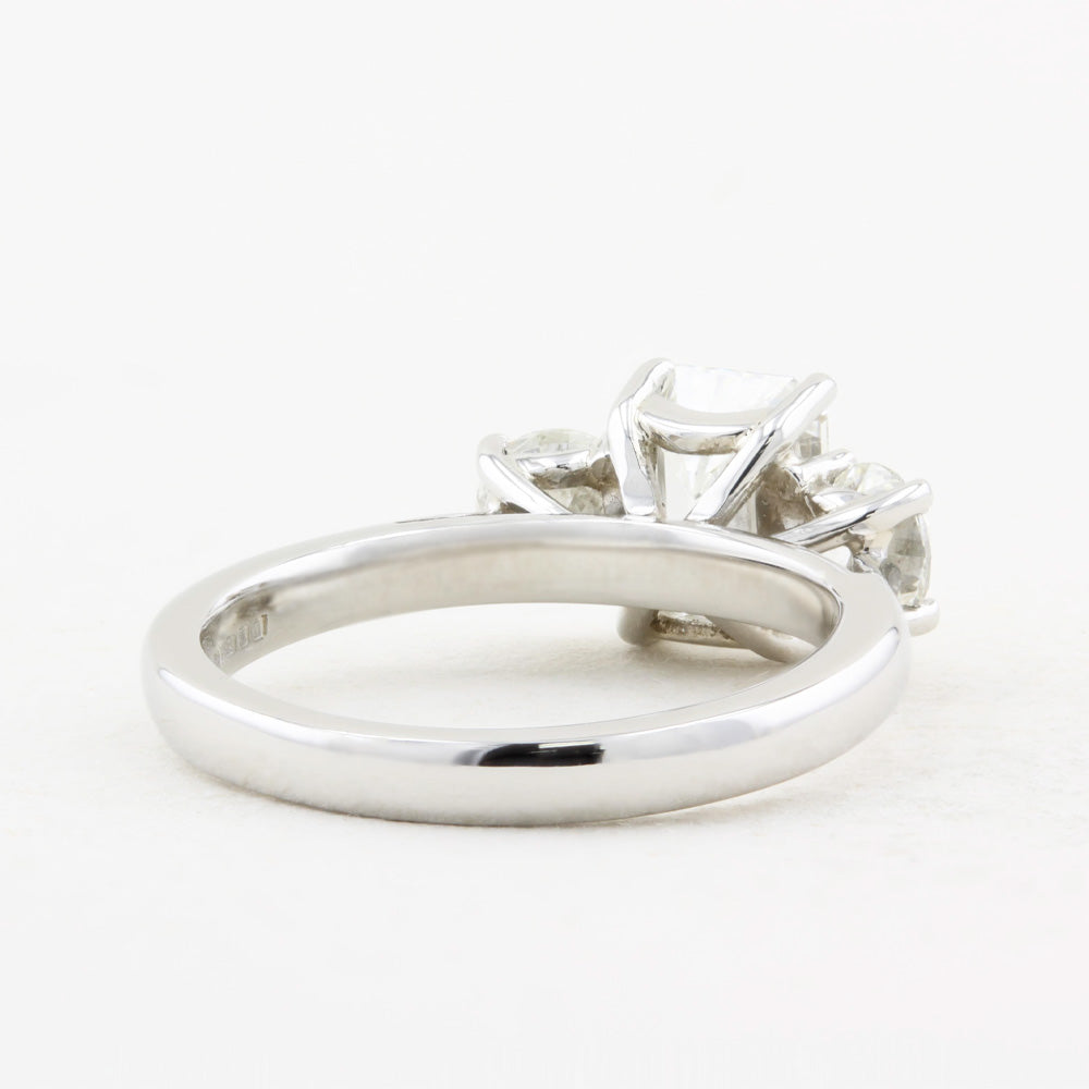 1.80ct Emerald Cut and Round Diamond Three Stone Engagement Ring