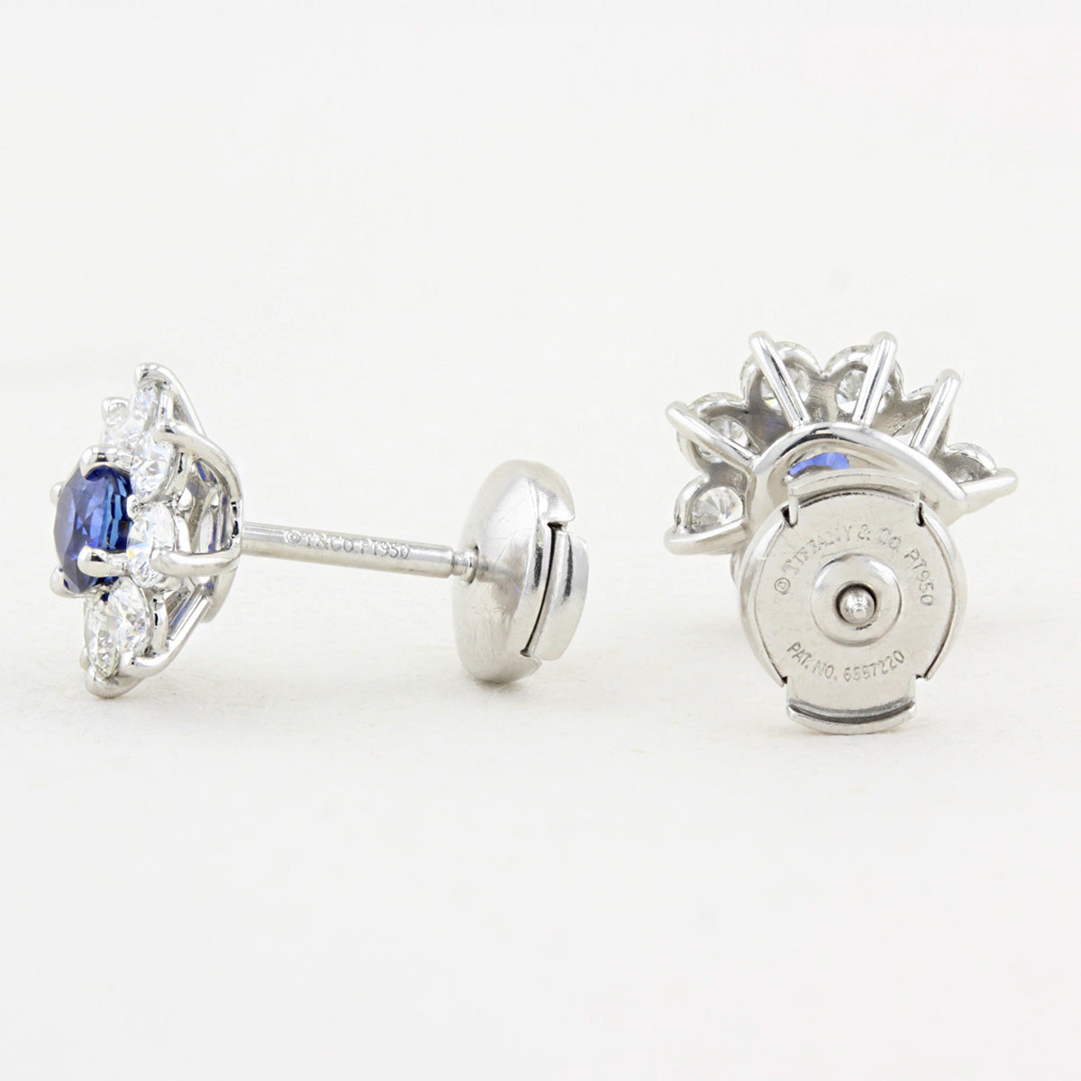 Tiffany Sapphire and Diamond Cluster Stud Earrings