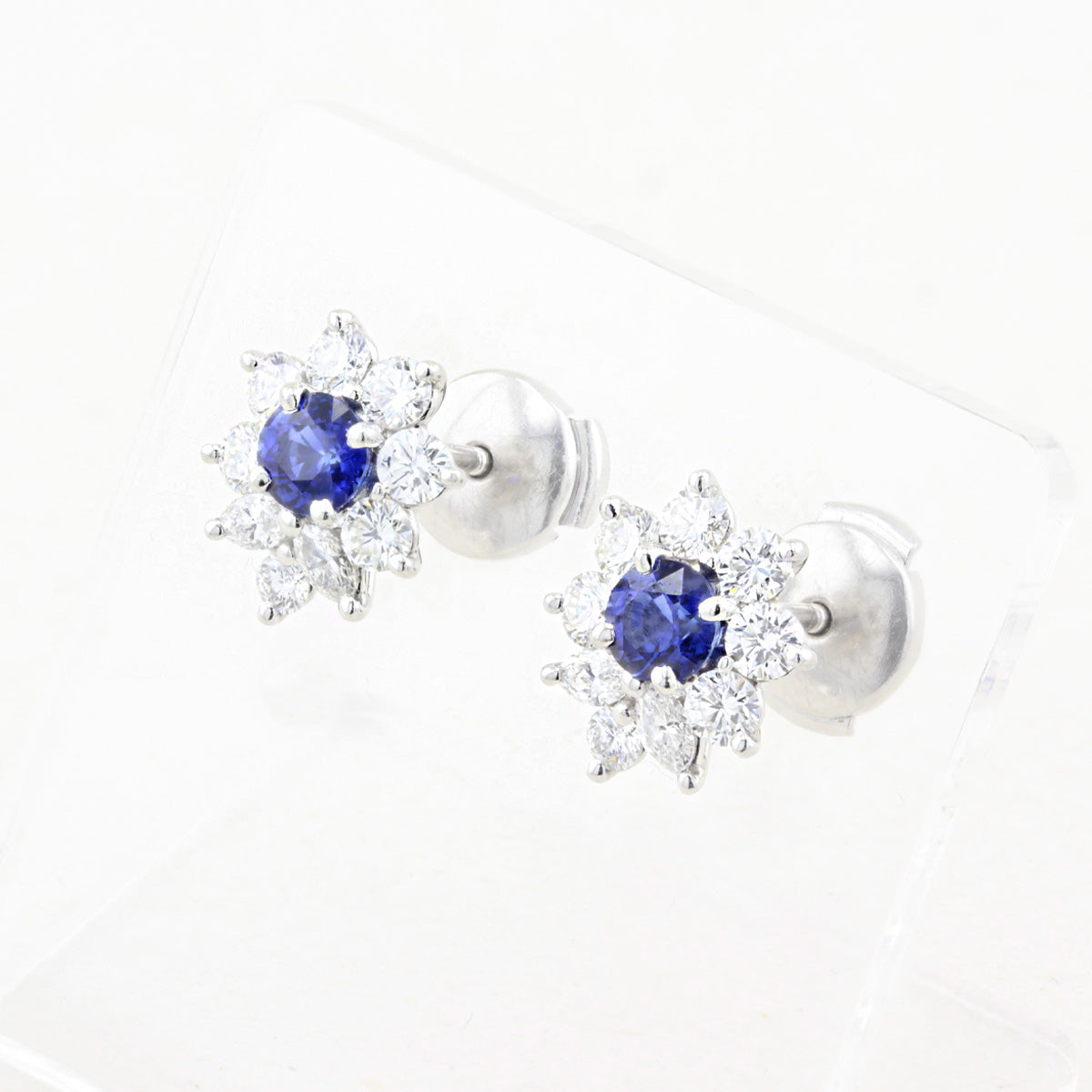 Tiffany Sapphire and Diamond Cluster Stud Earrings