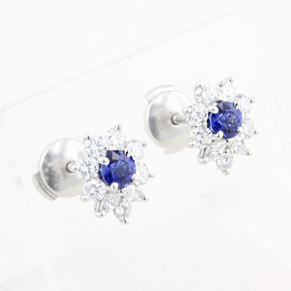 Tiffany Sapphire and Diamond Cluster Stud Earrings