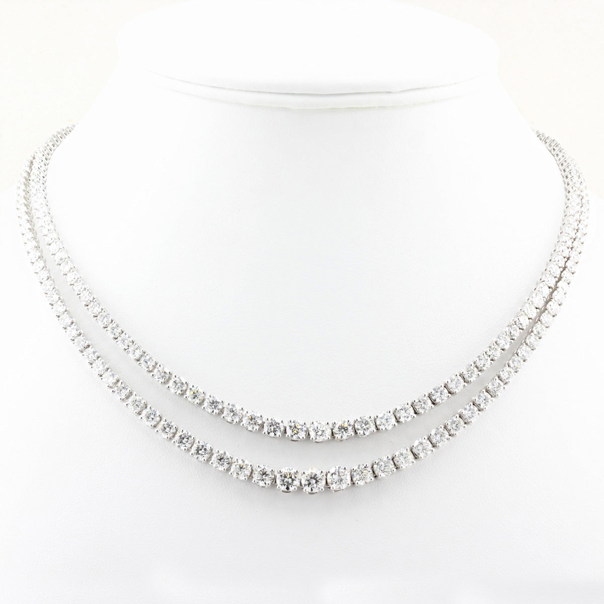 22ct Double Row Diamond Line Rivière Necklace