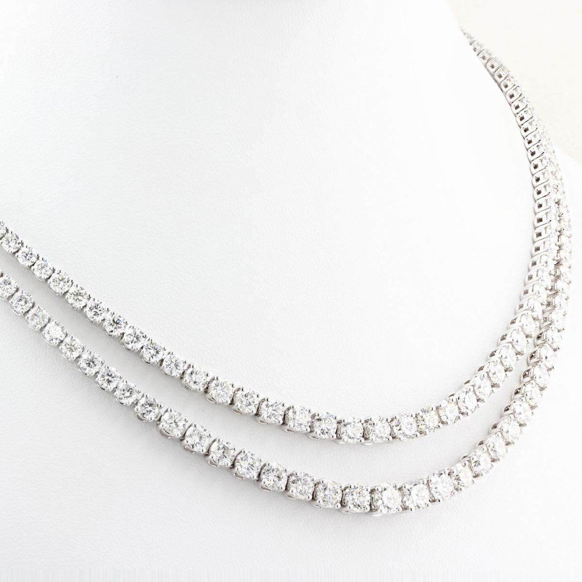22ct Double Row Diamond Line Rivière Necklace