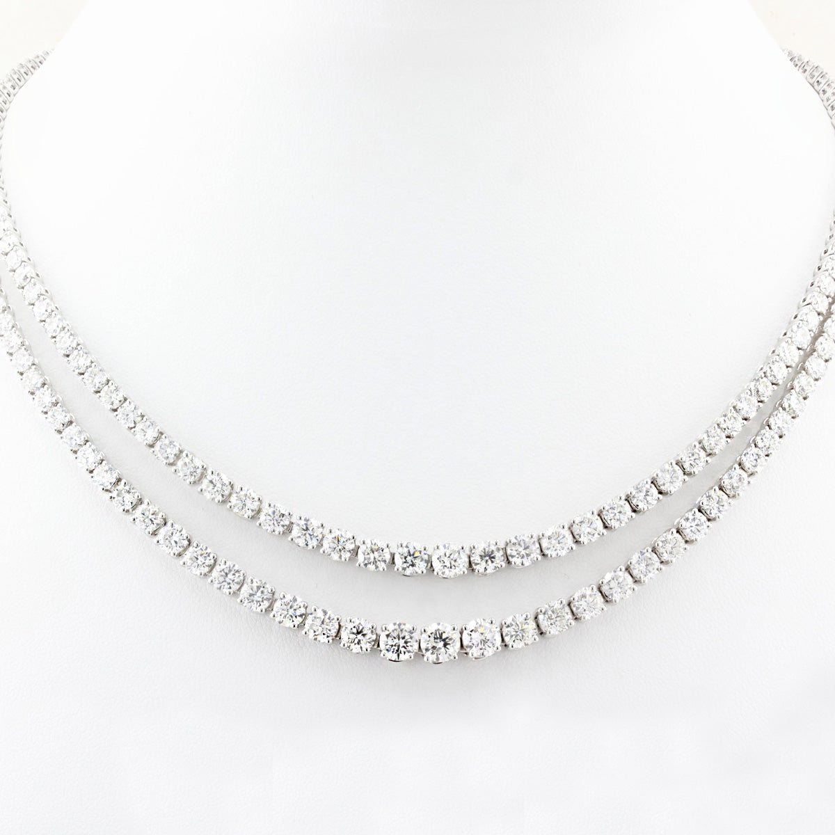 22ct Double Row Diamond Line Rivière Necklace