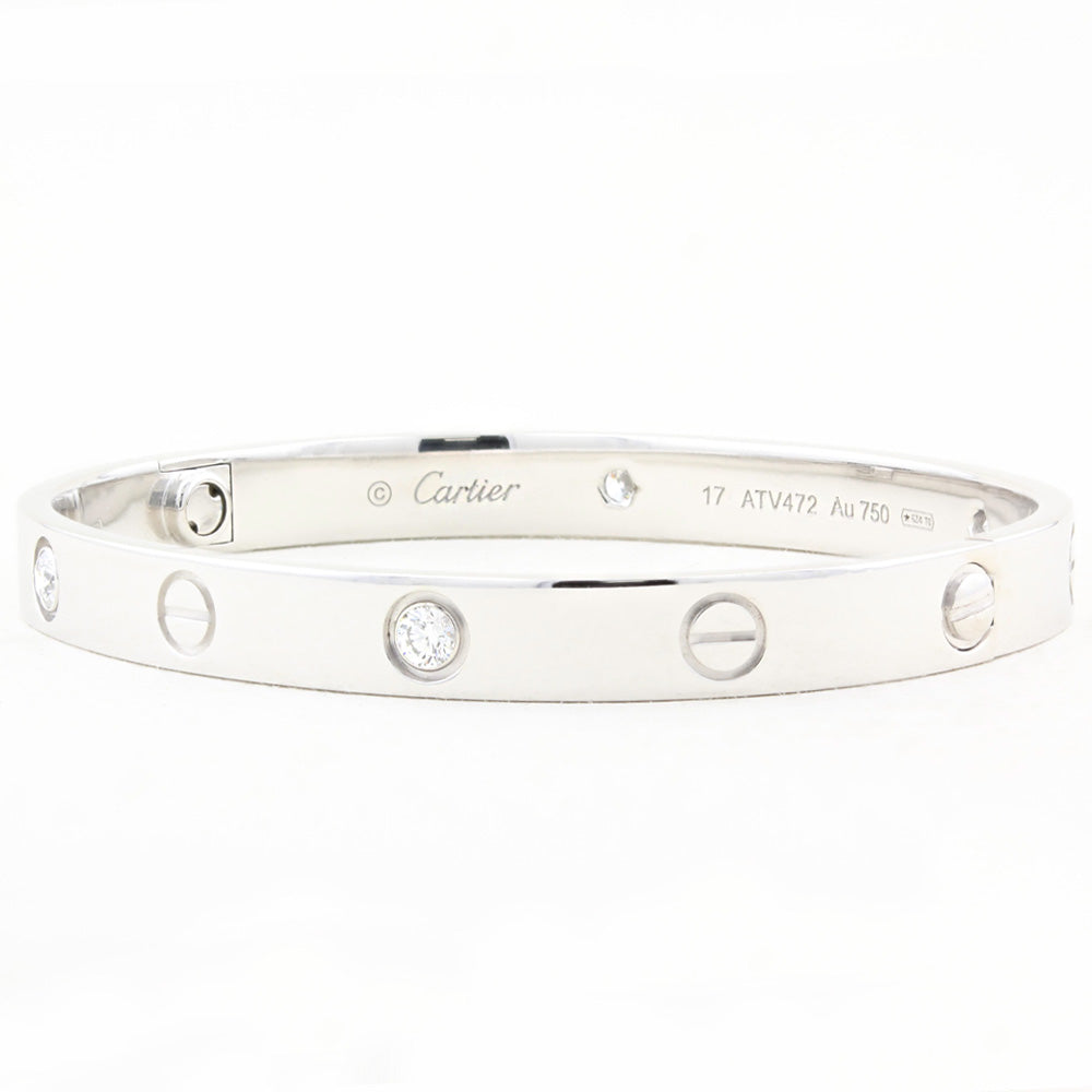 Cartier White Gold Diamond Love Bracelet - Size 17