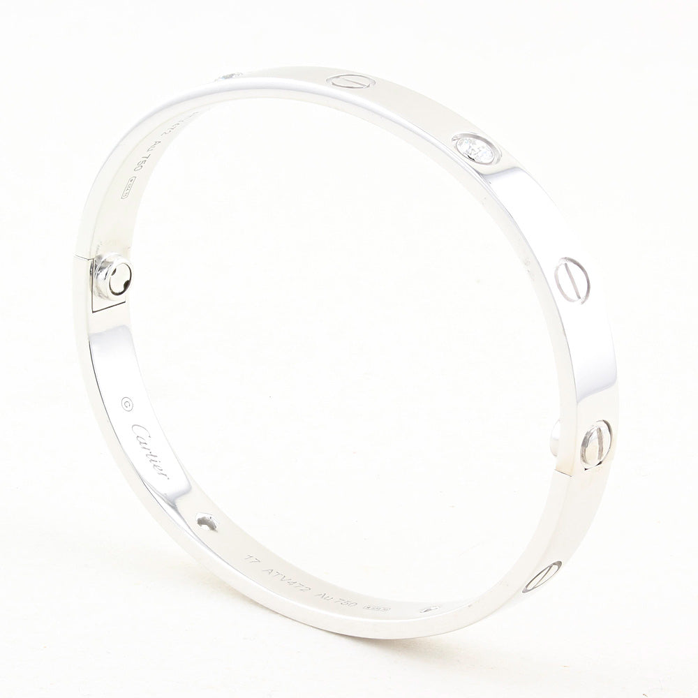 Cartier White Gold Diamond Love Bracelet - Size 17