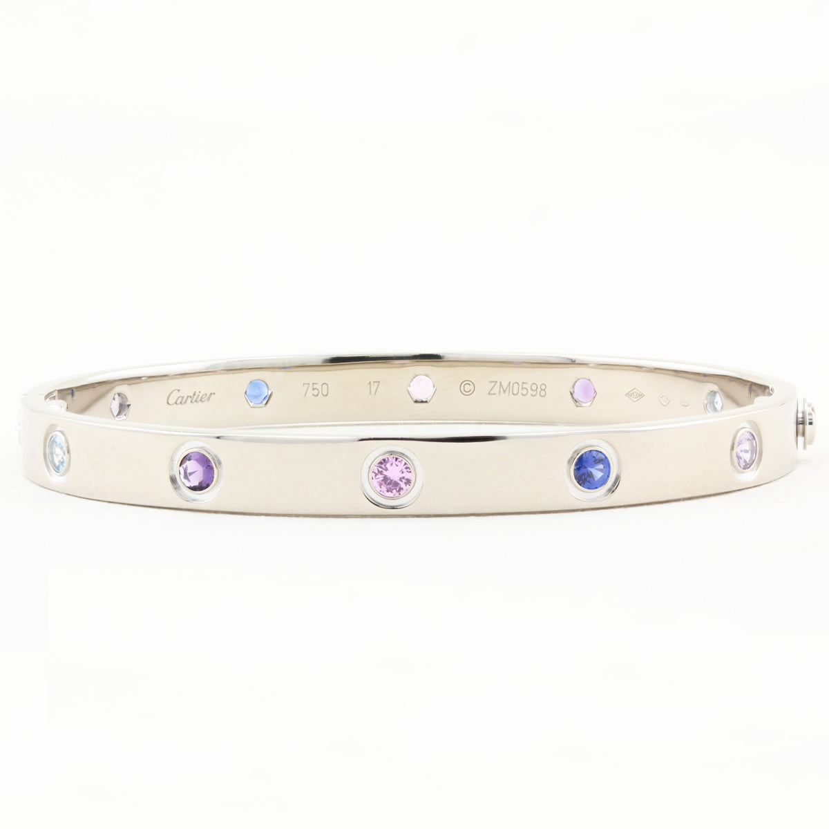 Cartier White Gold Coloured Stone Love Bracelet - Size 17