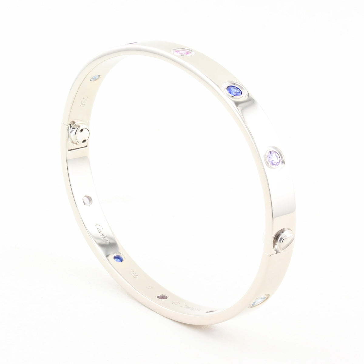 Cartier White Gold Coloured Stone Love Bracelet - Size 17