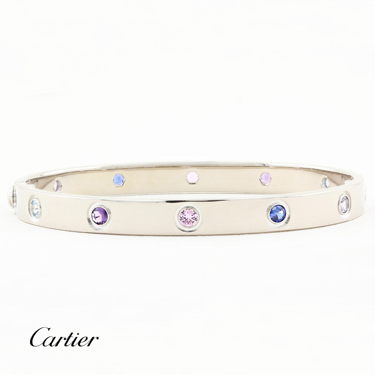 Cartier White Gold Coloured Stone Love Bracelet - Size 17