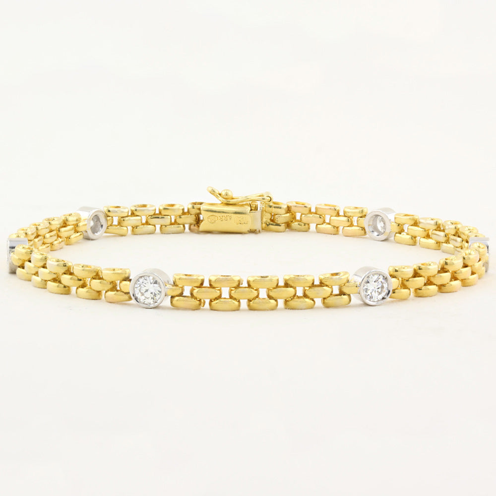 Yellow Gold and Diamond Chain Bracelet