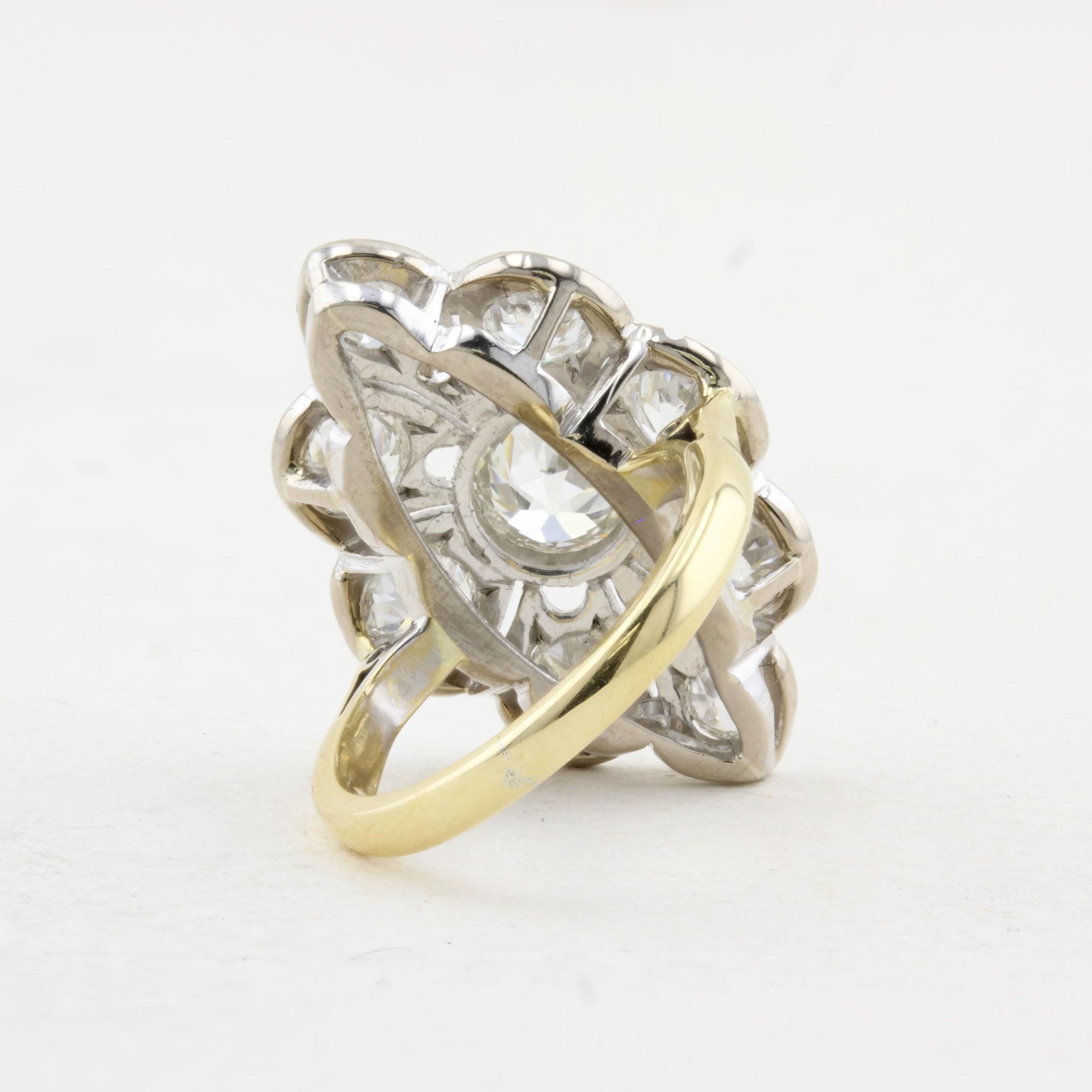 Vintage Old Cut Diamond Cluster Panel Ring