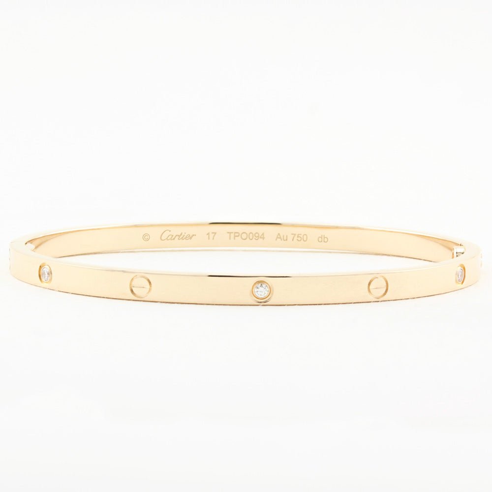 Cartier SM Rose Gold Diamond Love Bracelet - Size 17