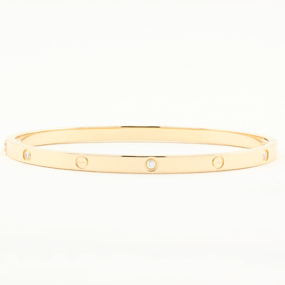 Cartier SM Rose Gold Diamond Love Bracelet - Size 17