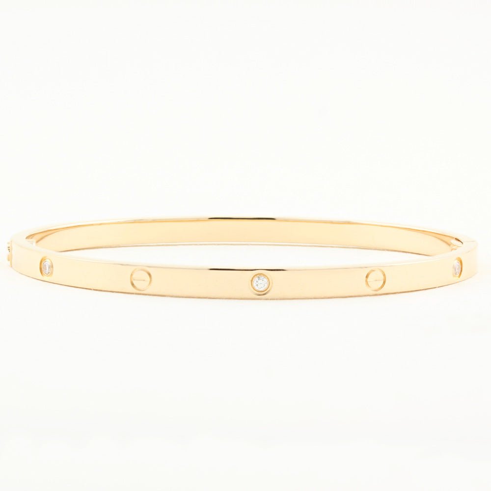 Cartier SM Rose Gold Diamond Love Bracelet - Size 17
