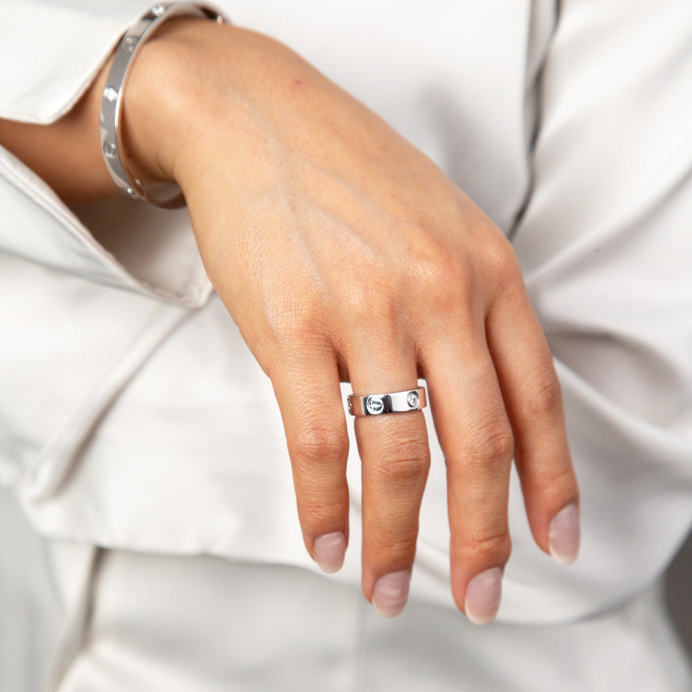 Cartier Three Diamond Love Ring - Size 53