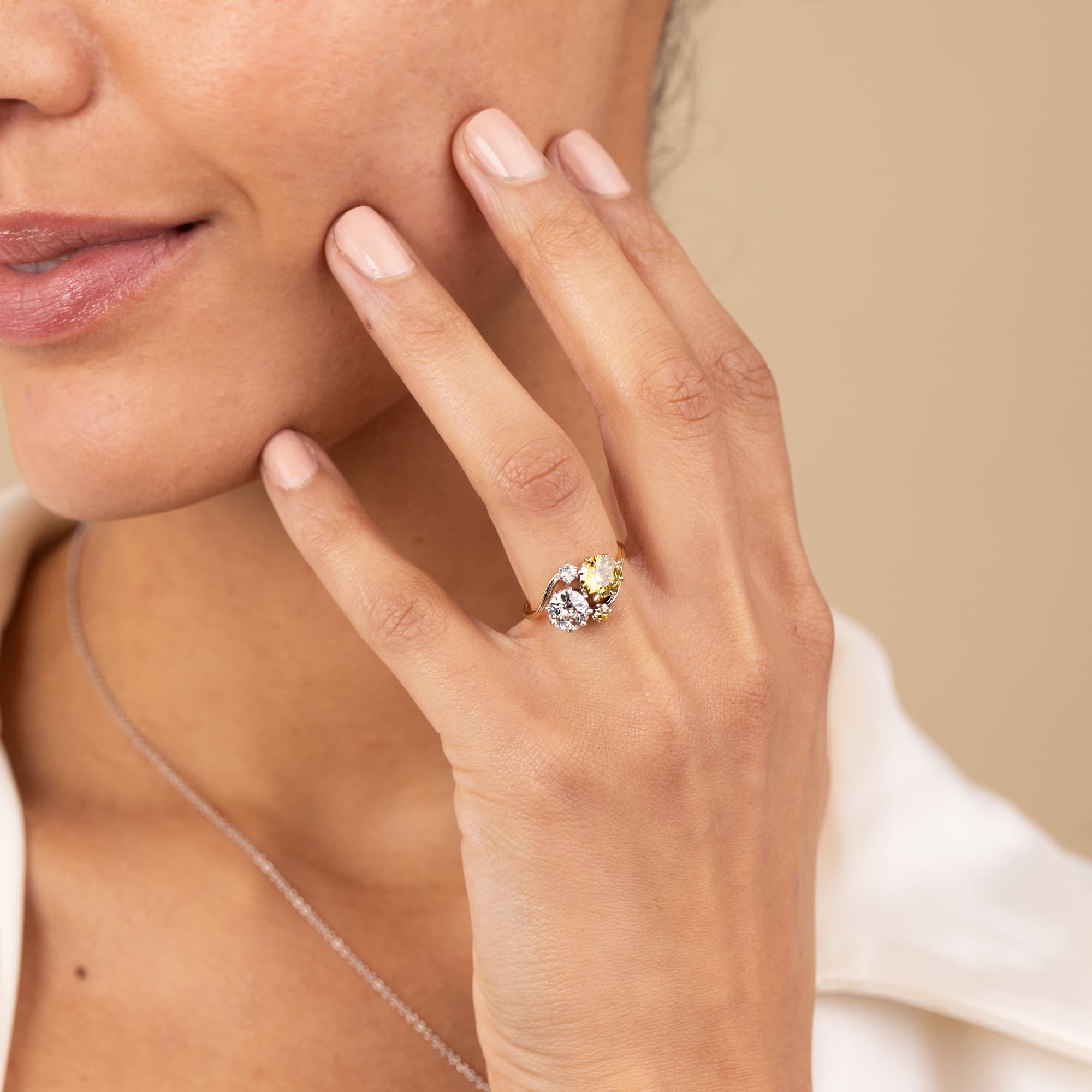 Antique Yellow and White Diamond Ring