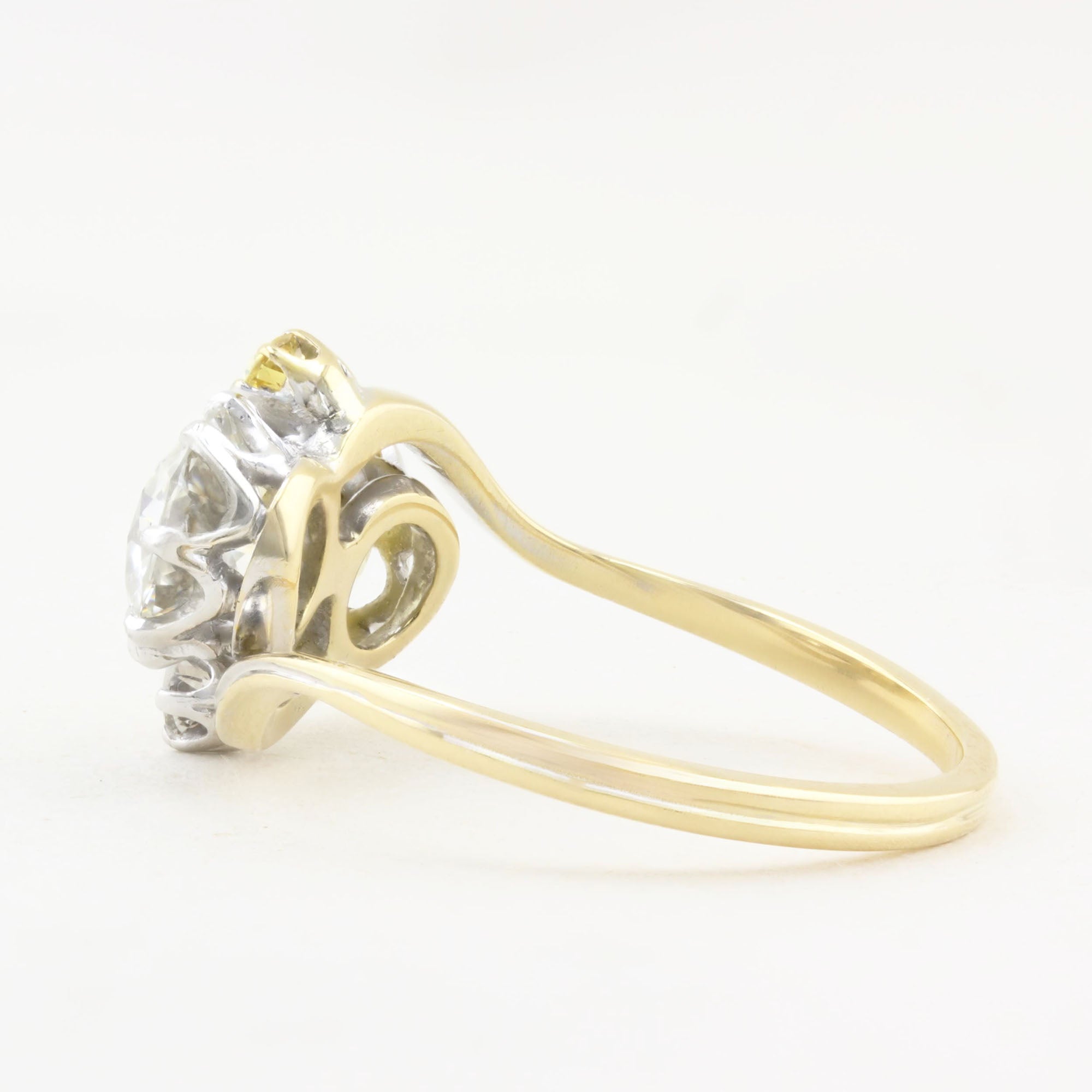 Antique Yellow and White Diamond Ring