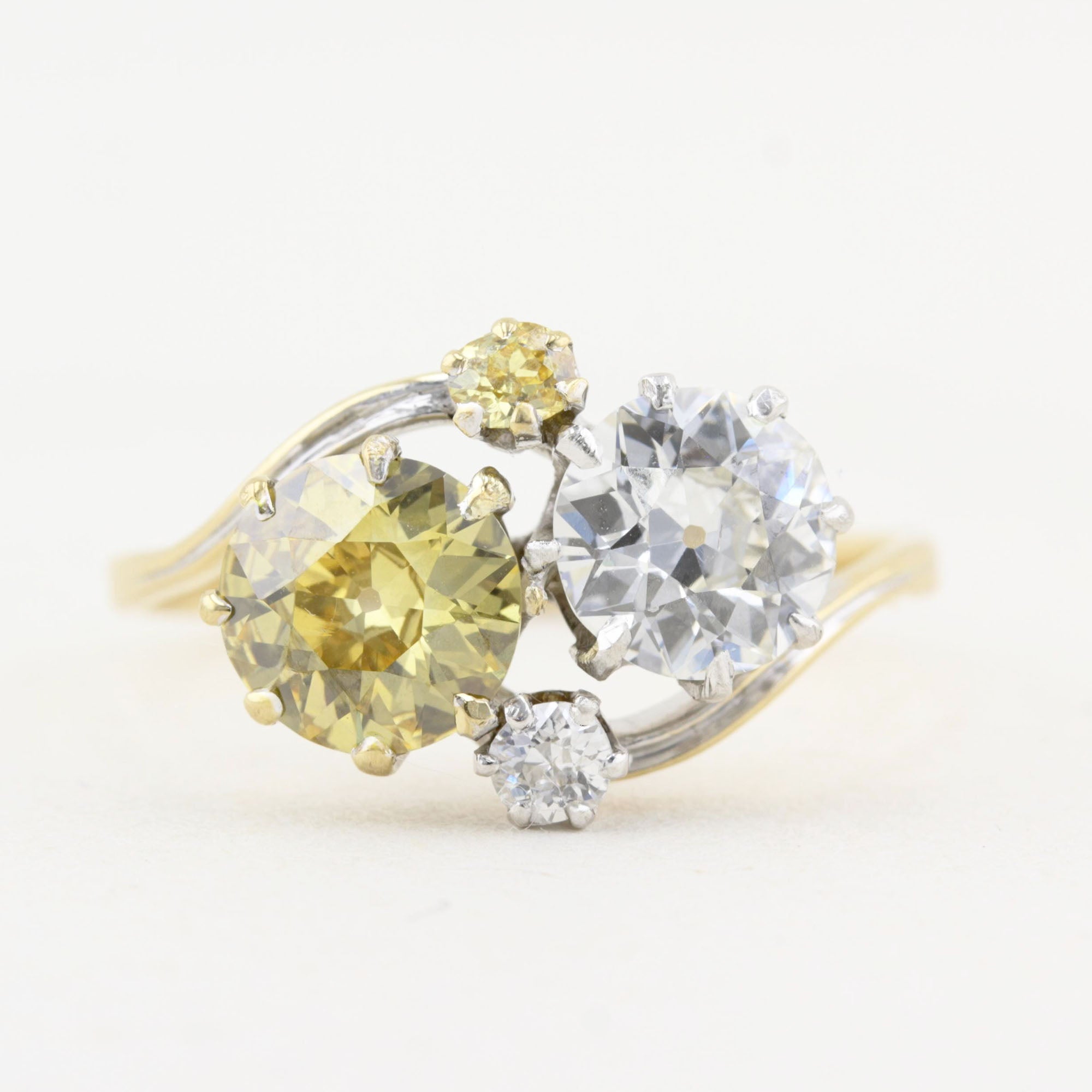 Antique Yellow and White Diamond Ring