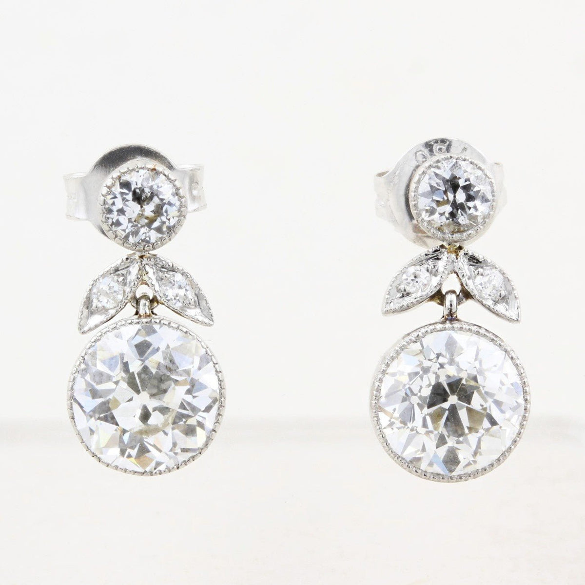 Vintage 3.47ct Old Cut Diamond Drop Earrings c.1930s