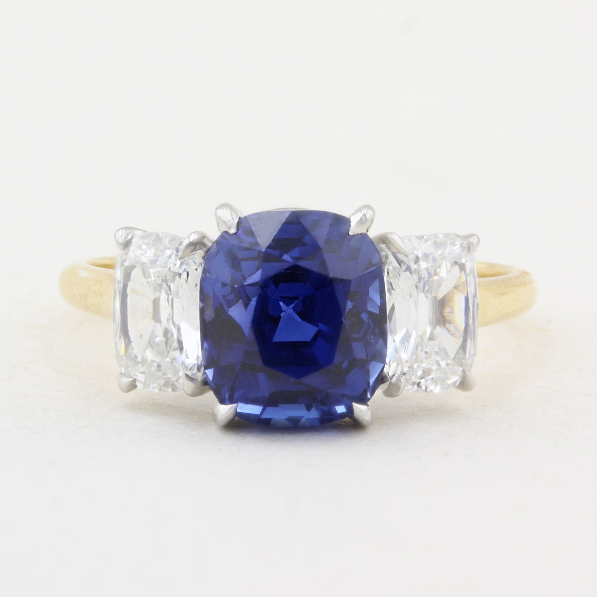 Sapphire and Diamond Three Stone Ring