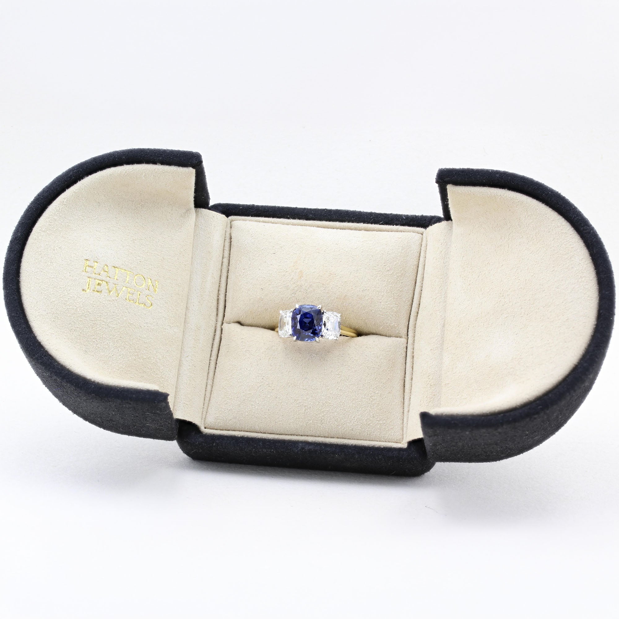 Sapphire and Diamond Three Stone Ring