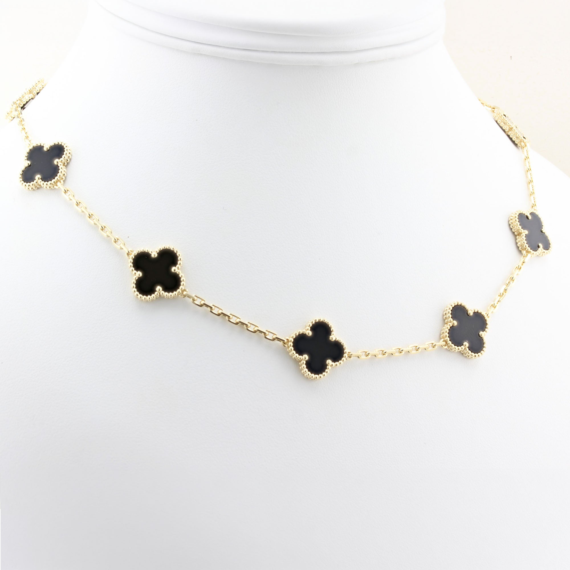 Van Cleef & Arpels Onyx Alhambra Necklace