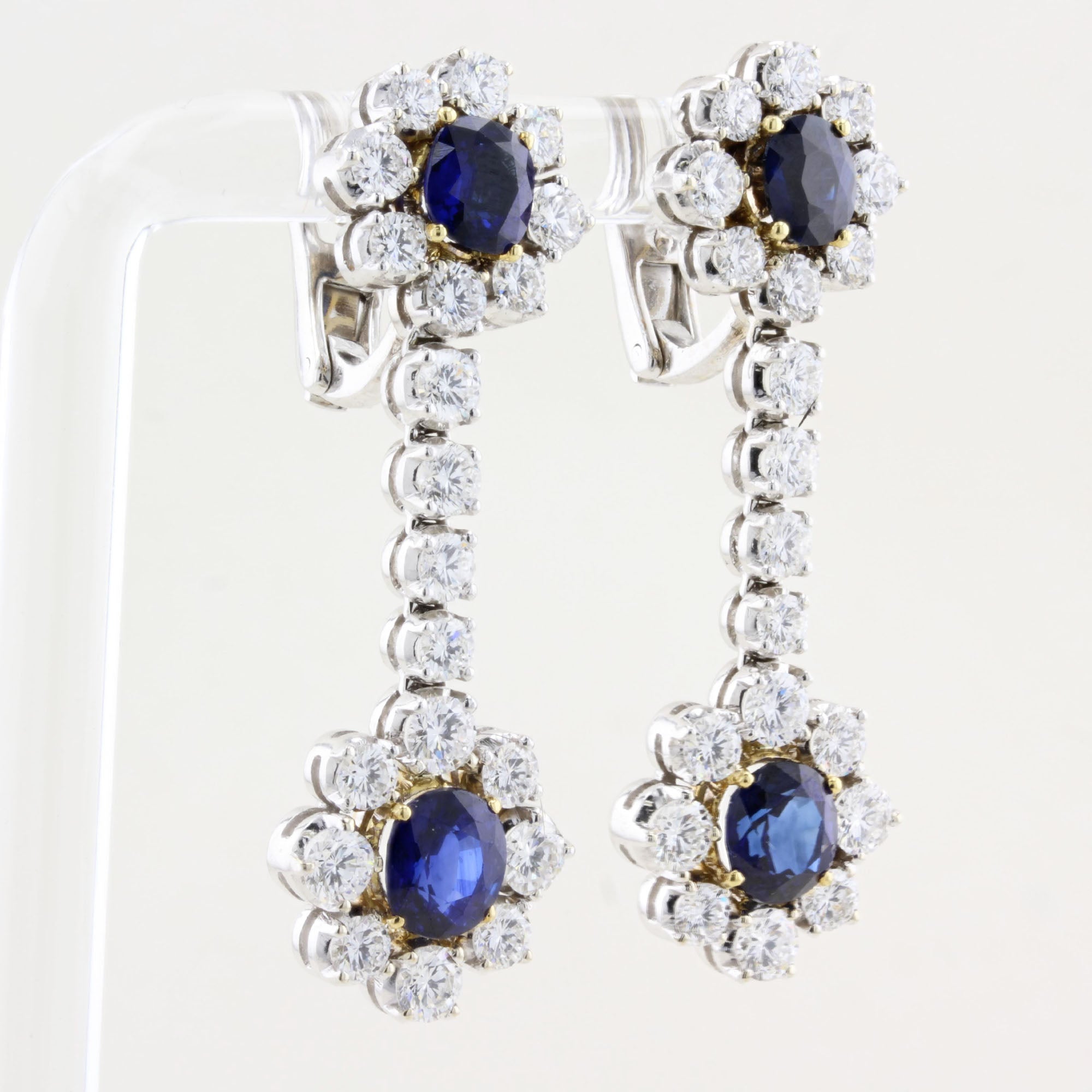 Vintage Picchiotti Natural Sapphire Diamond Drop Earrings