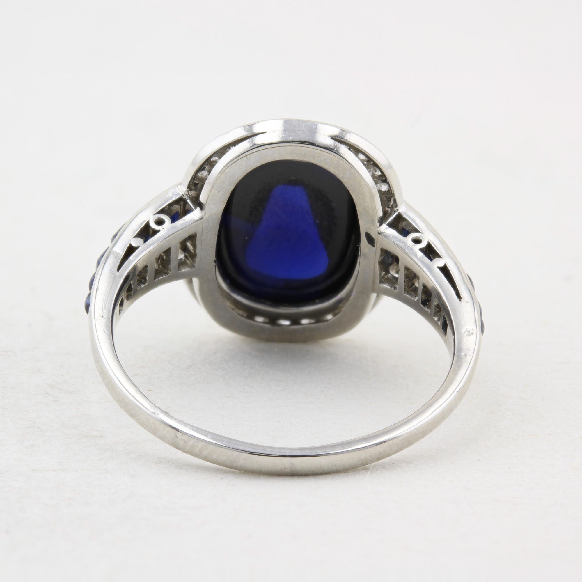 Antique Natural Sugarloaf Sapphire Cluster Ring