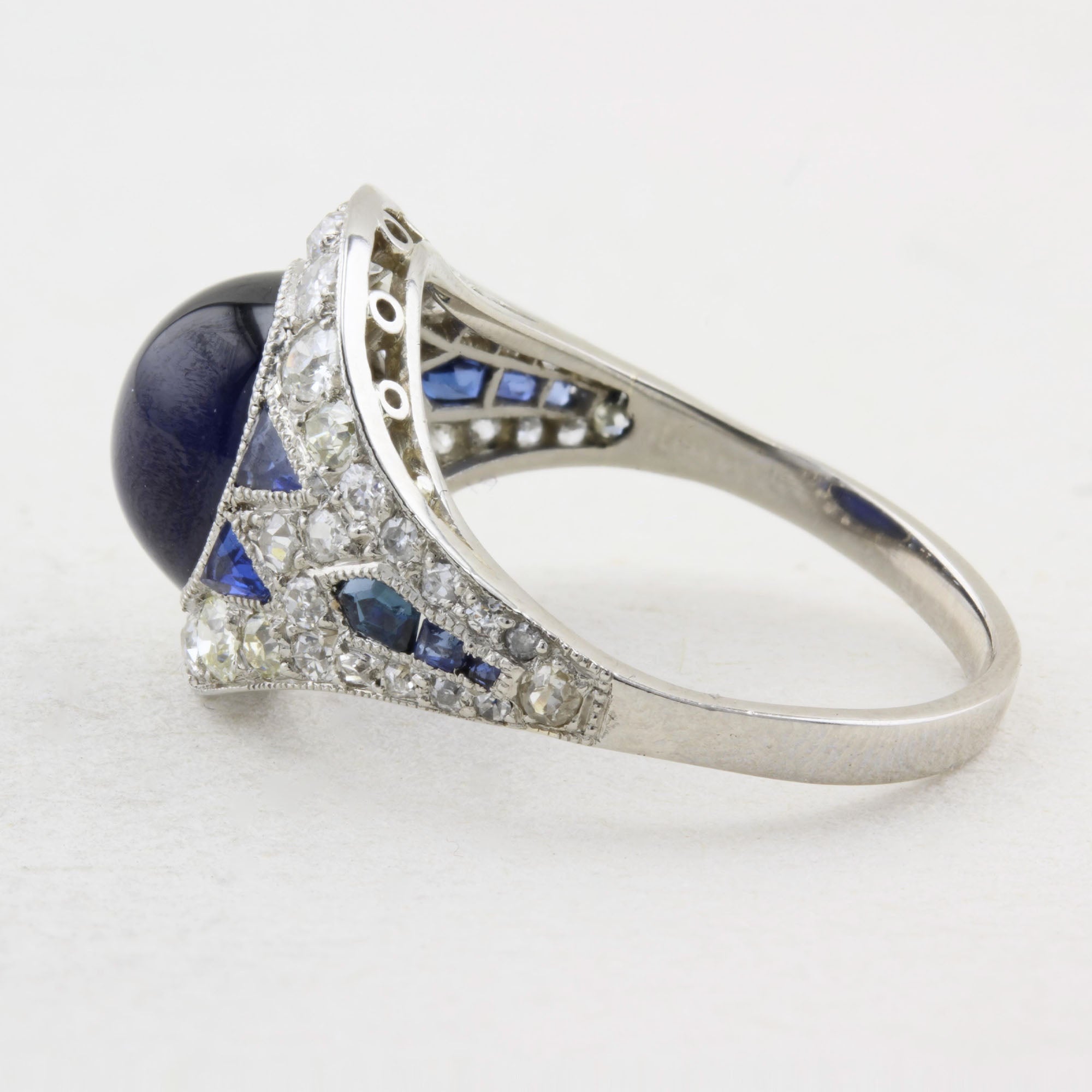 Antique Natural Cabochon Sapphire Cluster Ring