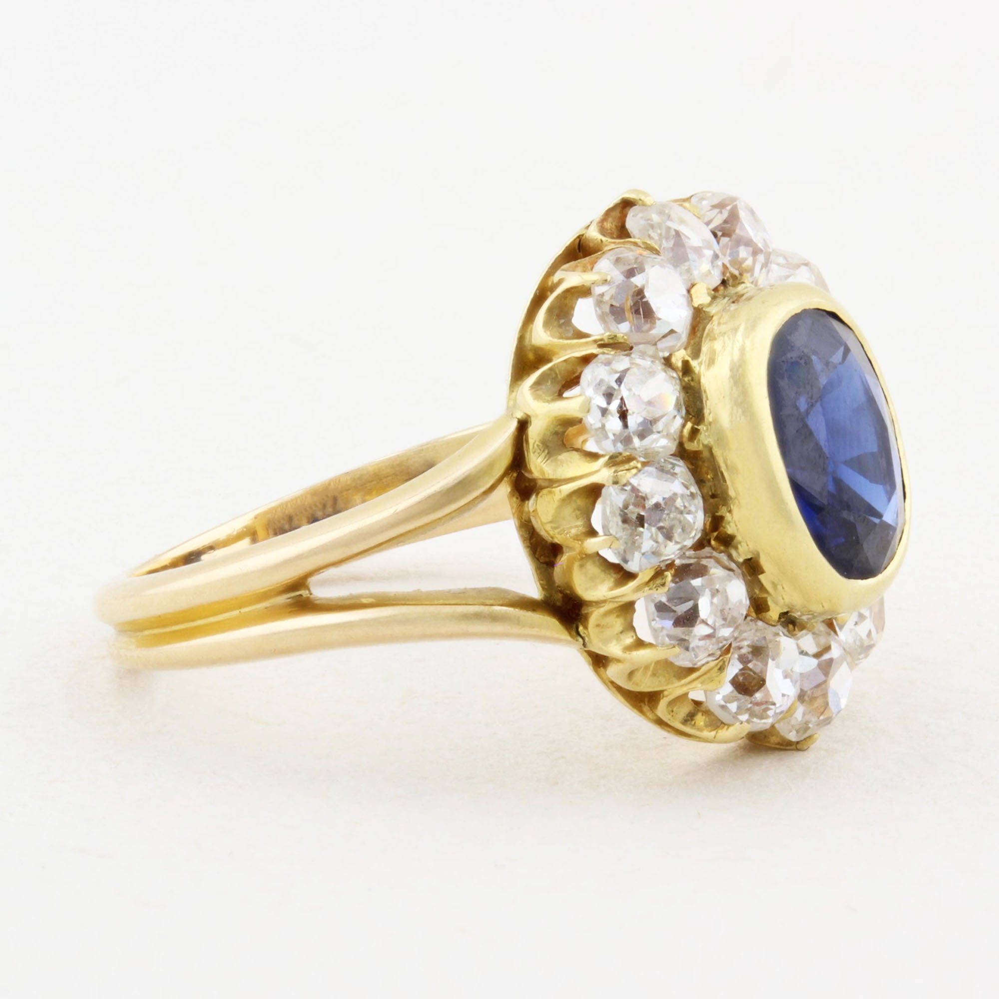 Vintage Sapphire and Diamond Cluster Ring