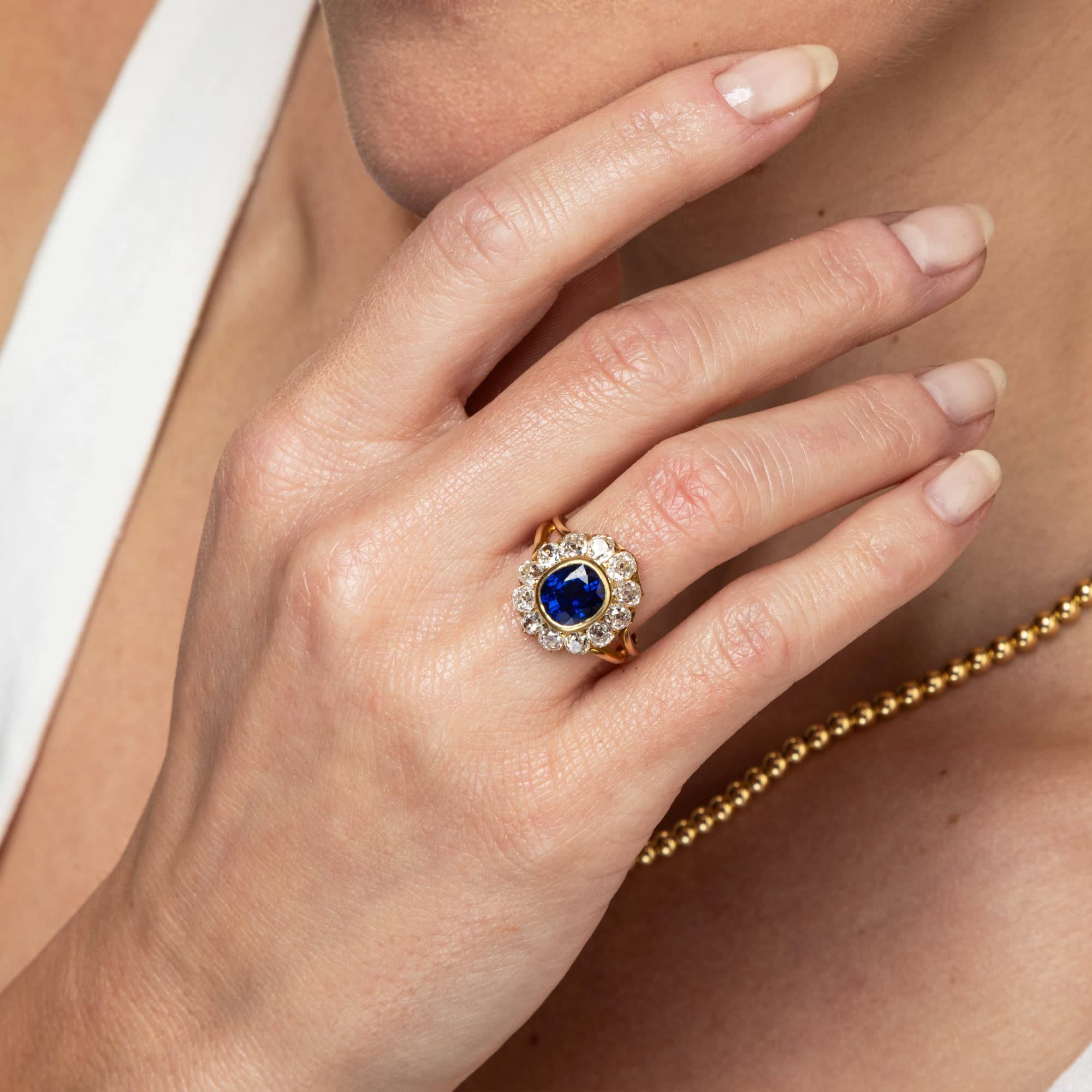 Vintage Sapphire and Diamond Cluster Ring