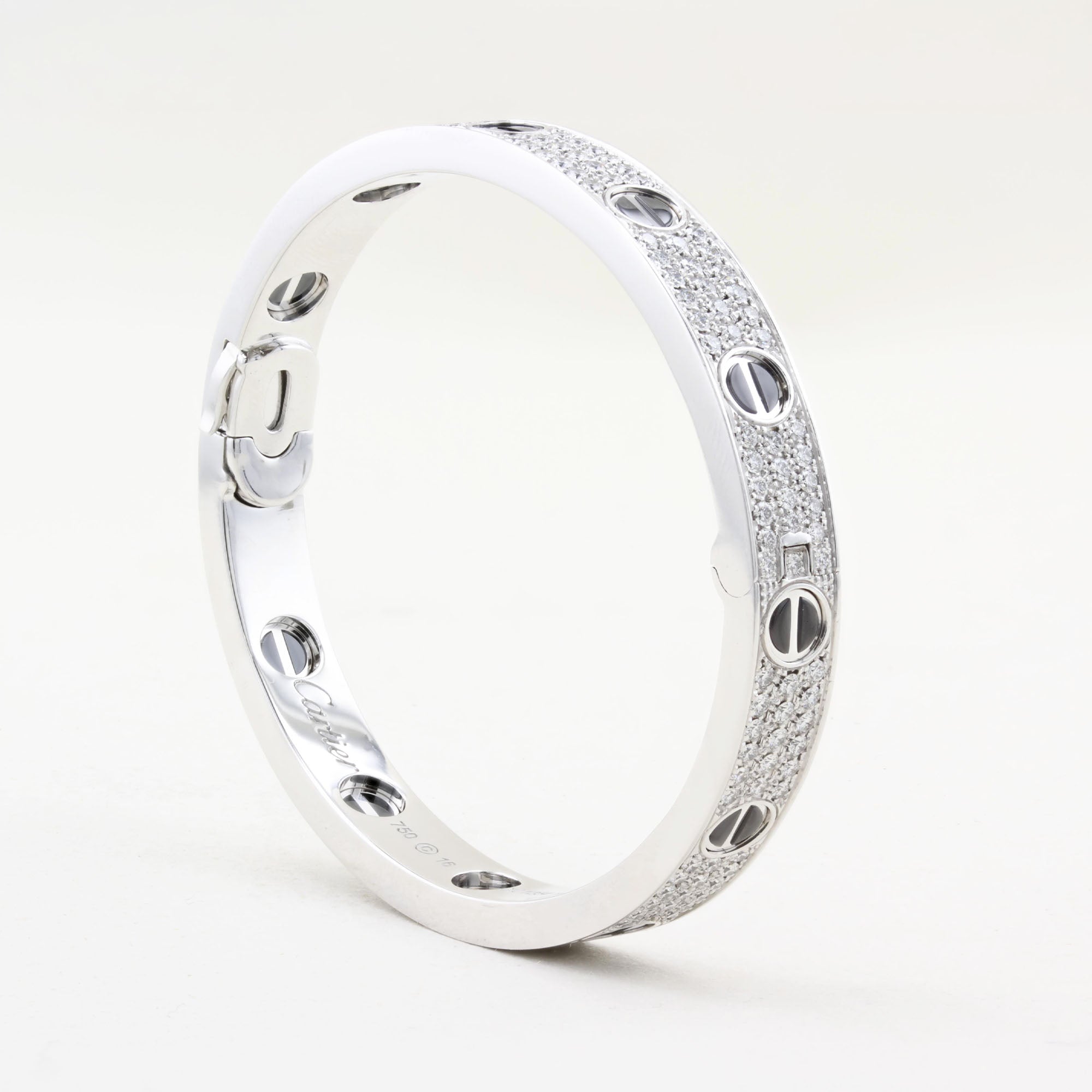 Cartier Pave Diamond and Ceramic Love Bracelet - Size 16