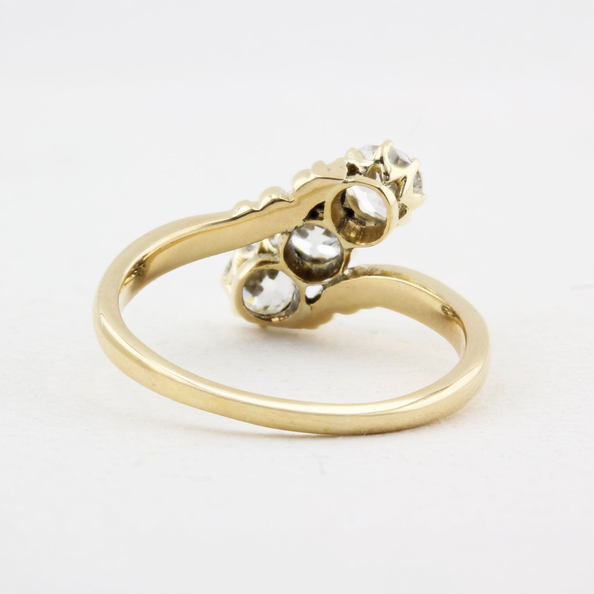 Antique Old Cut Diamond Three Stone Twist Ring