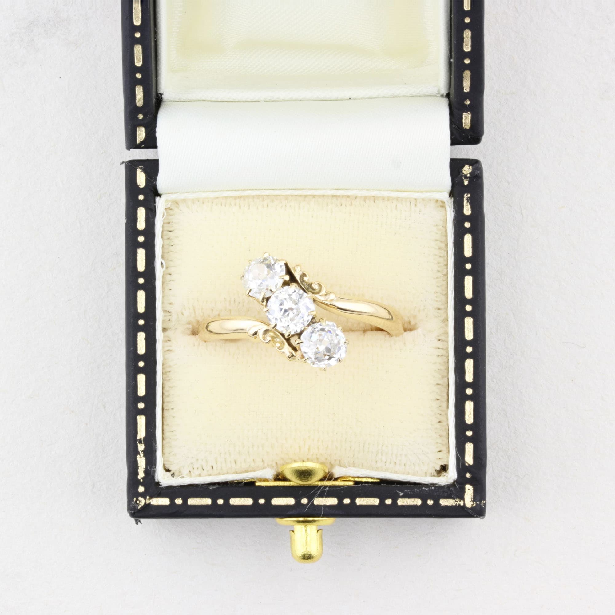 Vintage Old Cut Diamond Three Stone Twist Ring